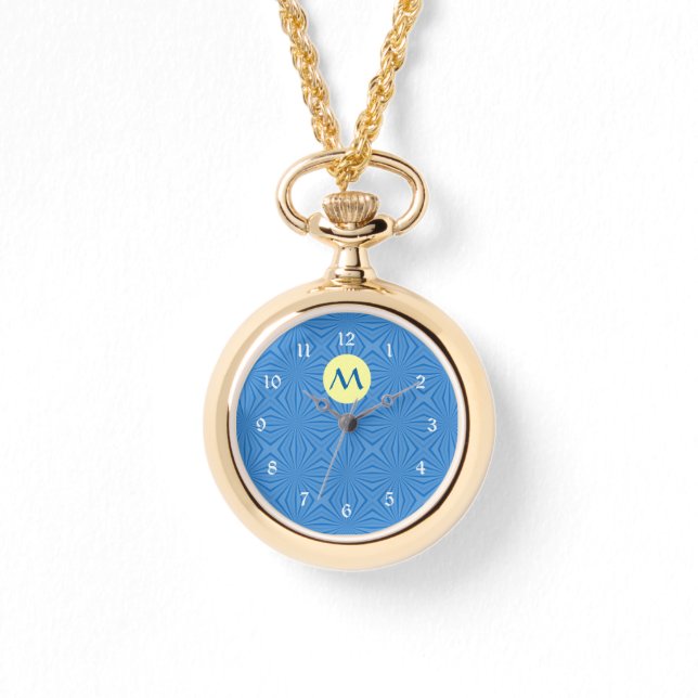 Hanukkah Blue Squiggly Squares Horloge (Voorkant)