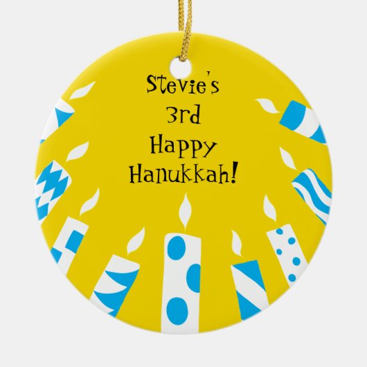 Hanukkah Blue/Yellow Candles Ornament (Voorkant)