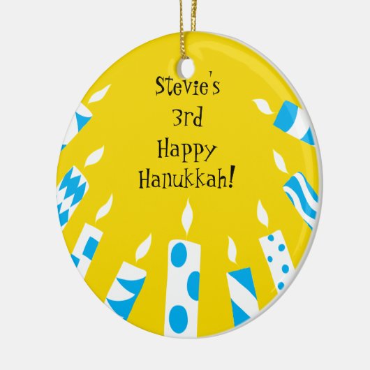 Hanukkah Blue/Yellow Candles Ornament (Links)