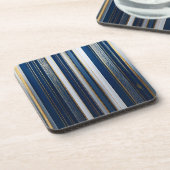 Hanukkah Blues Stripes Blauw Wit Goud Bier Onderzetter (Linkerzijde)