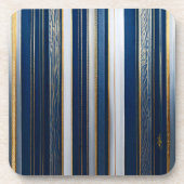 Hanukkah Blues Stripes Blauw Wit Goud Bier Onderzetter (Voorkant)