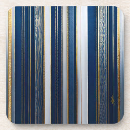 Hanukkah Blues Stripes Blauw Wit Goud Bier Onderzetter