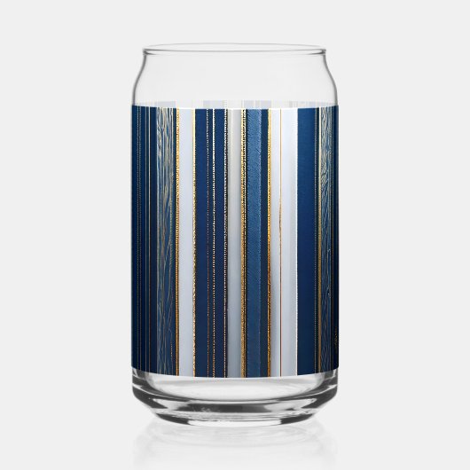 Hanukkah Blues Stripes Blauw Wit Goud Blikvorm Glas (Voorkant)