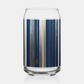 Hanukkah Blues Stripes Blauw Wit Goud Blikvorm Glas (Rechts)