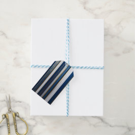 Hanukkah Blues Stripes Blauw Wit Goud Cadeaulabel