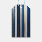 Hanukkah Blues Stripes Blauw Wit Goud Cadeaulabel (Voorkant)