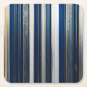 Hanukkah Blues Stripes Blauw Wit Goud Kartonnen Onderzetters (Voorkant)