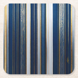 Hanukkah Blues Stripes Blauw Wit Goud Kartonnen Onderzetters
