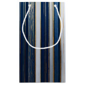 Hanukkah Blues Stripes Blauw Wit Goud Klein Cadeauzakje (Achterkant)