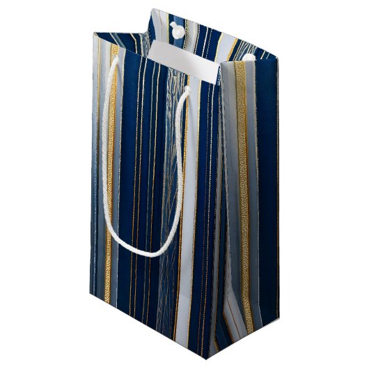 Hanukkah Blues Stripes Blauw Wit Goud Klein Cadeauzakje (Voorkant Gekanteld)
