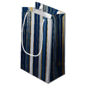 Hanukkah Blues Stripes Blauw Wit Goud Klein Cadeauzakje (Achterkant Gekanteld)