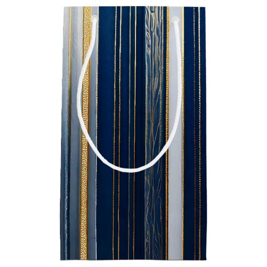Hanukkah Blues Stripes Blauw Wit Goud Klein Cadeauzakje (Voorkant)