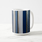Hanukkah Blues Stripes Blauw Wit Goud Koffiemok (Voorkant rechts)