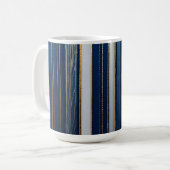 Hanukkah Blues Stripes Blauw Wit Goud Koffiemok (Voorkant links)
