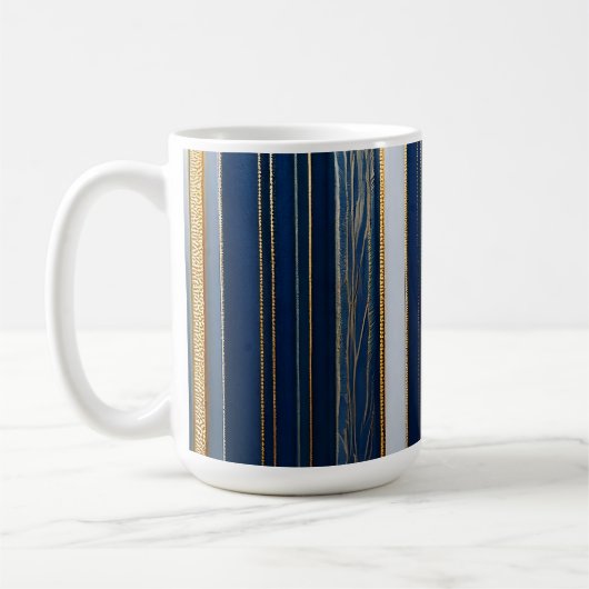 Hanukkah Blues Stripes Blauw Wit Goud Koffiemok (Links)