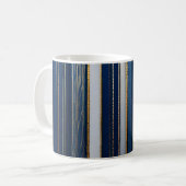 Hanukkah Blues Stripes Blauw Wit Goud Koffiemok (Voorkant links)
