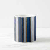 Hanukkah Blues Stripes Blauw Wit Goud Koffiemok (Center)