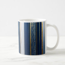 Hanukkah Blues Stripes Blauw Wit Goud Koffiemok