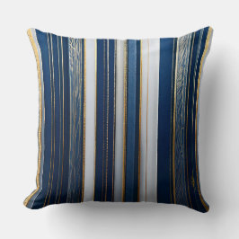 Hanukkah Blues Stripes Blauw Wit Goud Kussen