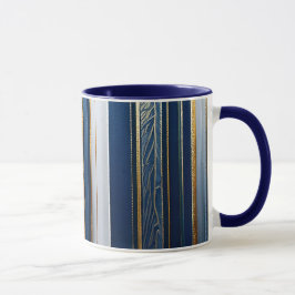 Hanukkah Blues Stripes Blauw Wit Goud Mok