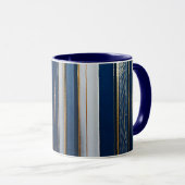 Hanukkah Blues Stripes Blauw Wit Goud Mok (Voorkant rechts)