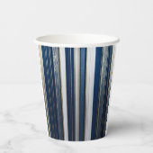 Hanukkah Blues Stripes Blauw Wit Goud Papieren Bekers (Achterkant)