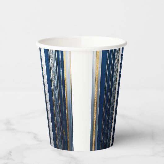 Hanukkah Blues Stripes Blauw Wit Goud Papieren Bekers (Links)