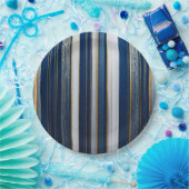 Hanukkah Blues Stripes Blauw Wit Goud Papieren Bordje (Feest)