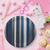 Hanukkah Blues Stripes Blauw Wit Goud Papieren Bordje (Feest)