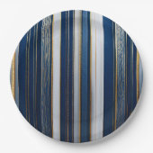 Hanukkah Blues Stripes Blauw Wit Goud Papieren Bordje (Voorkant)