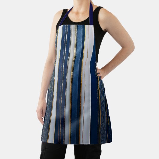 Hanukkah Blues Stripes Blauw Wit Goud Schort (Insitu)