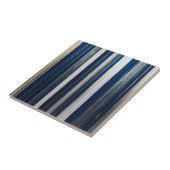 Hanukkah Blues Stripes Blauw Wit Goud Tegeltje (Zijkant)