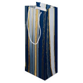 Hanukkah Blues Stripes Blauw Wit Goud Wijn Cadeautas (Achterkant Gekanteld)