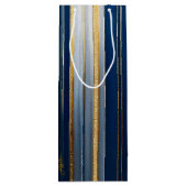 Hanukkah Blues Stripes Blauw Wit Goud Wijn Cadeautas (Achterkant)