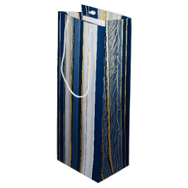 Hanukkah Blues Stripes Blauw Wit Goud Wijn Cadeautas