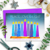 Hanukkah Boho Candles Peace Love Light Turquoise Feestdagenkaart