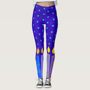 Hanukkah Boho Candles Turquoise Ster van David Blu Leggings