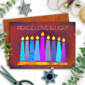 Hanukkah Boho Pattern Candles Peace Love Light Red Feestdagenkaart