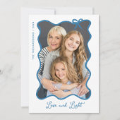 Hanukkah Bow | Wavy Blauw-Wit Foto Lijst Feestdagenkaart (Voorkant)