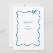 Hanukkah Bow | Wavy Blauw-Wit Foto Lijst Feestdagenkaart (Achterkant)