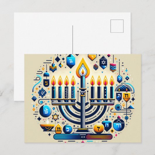 Hanukkah Briefkaart (Voorkant / Achterkant)