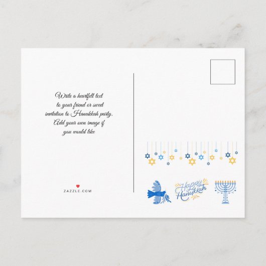 Hanukkah briefkaart– strand thema, flamingo, dreid uitnodiging briefkaart (Achterkant)