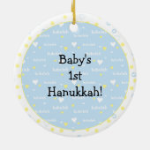 Hanukkah "Bubeleh"/Blue/Yel hearts/Circle Ornament (Achterkant)