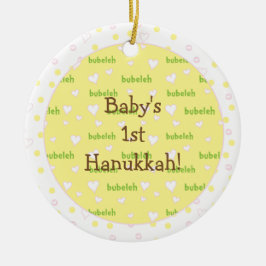 Hanukkah "Bubeleh" Roze/Groene Circle Ornament