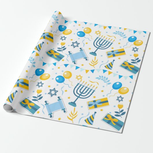 Hanukkah Cadeaupapier (Uitgerold)