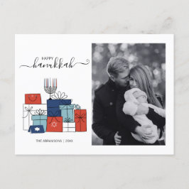Hanukkah-cadeaus & Menorah Vakantiefoto ansichtkaa Feestdagenkaart