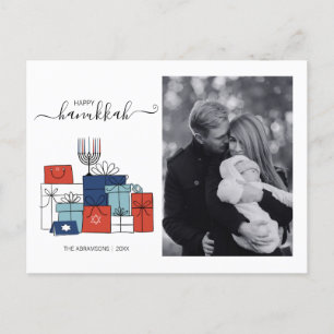 Hanukkah-cadeaus & Menorah Vakantiefoto ansichtkaa Feestdagenkaart