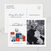 Hanukkah-cadeaus & Menorah Vakantiefoto ansichtkaa Feestdagenkaart (Voorkant / Achterkant)