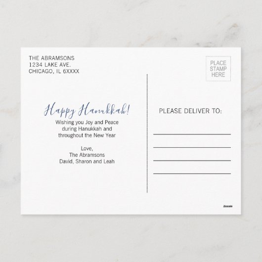Hanukkah-cadeaus & Menorah Vakantiefoto ansichtkaa Feestdagenkaart (Achterkant)