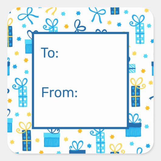 Hanukkah Cadeaus Van Aan Vierkante Sticker (Voorkant)